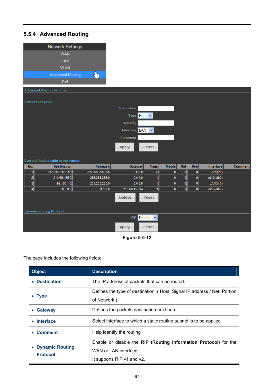 4 advanced routing, Advanced routing | PLANET WNAP-7320 User Manual | Page 75 / 106