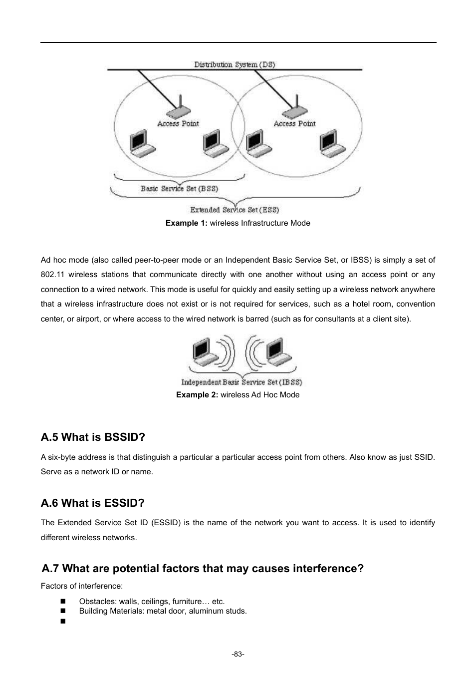 A.5 what is bssid, A.6 what is essid | PLANET WNAP-7320 User Manual | Page 91 / 106