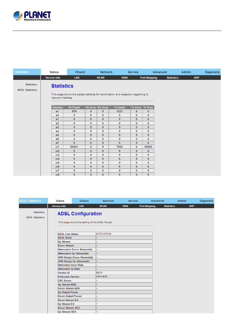 6 statistics, 6 statistics ……………………………………………………………………………………23 | PLANET ADN-4101 User Manual | Page 28 / 73
