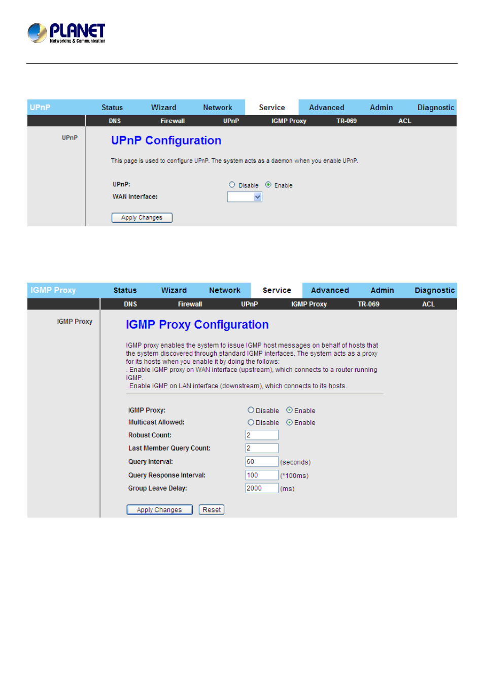 3 upnp, 4 igmp proxy | PLANET ADN-4101 User Manual | Page 51 / 73