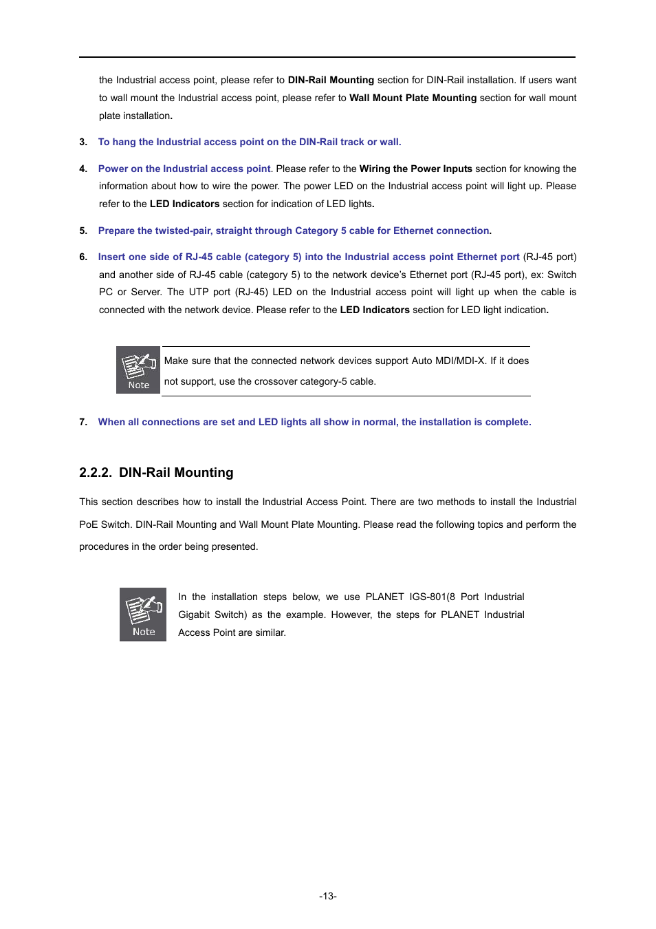 Din-rail mounting | PLANET IAP-2000PE User Manual | Page 14 / 82