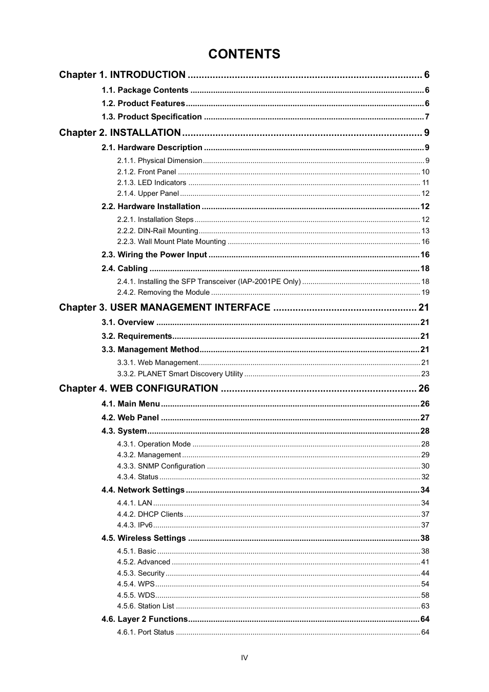 PLANET IAP-2000PE User Manual | Page 5 / 82