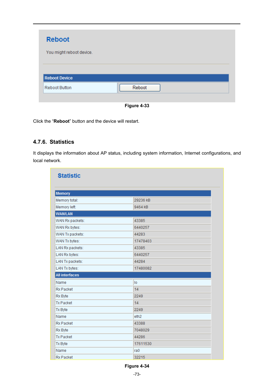 Statistics | PLANET IAP-2000PE User Manual | Page 74 / 82