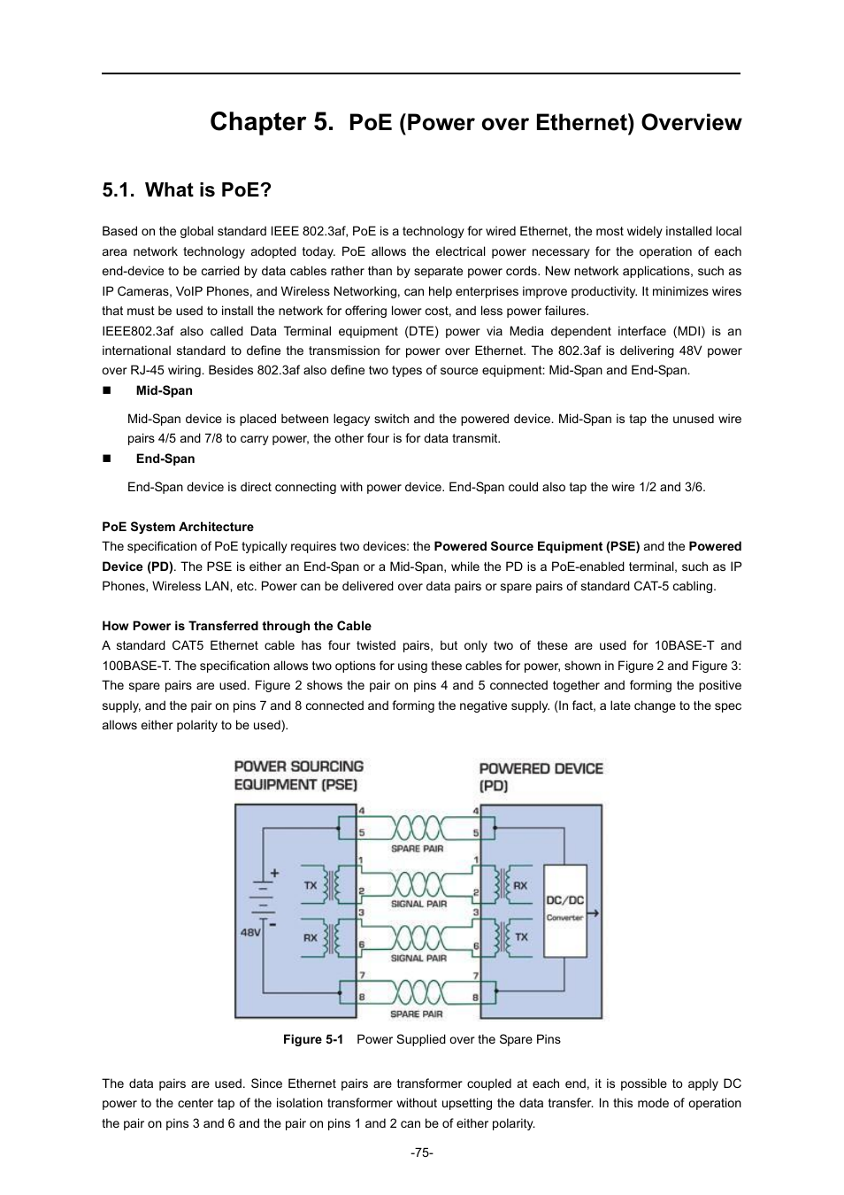 Chapter 5. poe (power over ethernet) overview, What is poe, Chapter 5 | Poe (power over ethernet) overview | PLANET IAP-2000PE User Manual | Page 76 / 82