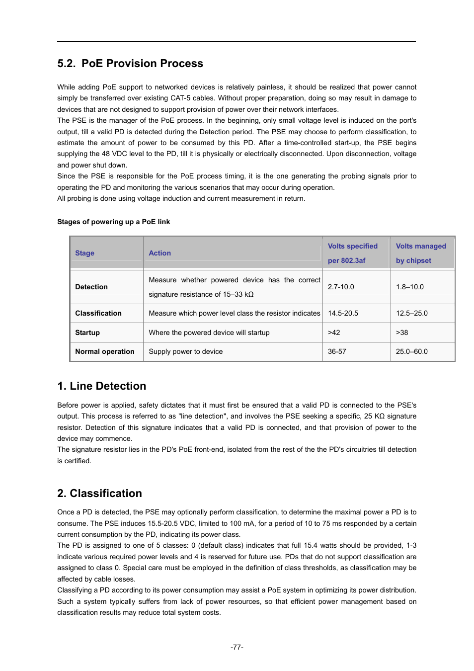 Poe provision process, Line detection, Classification | PLANET IAP-2000PE User Manual | Page 78 / 82