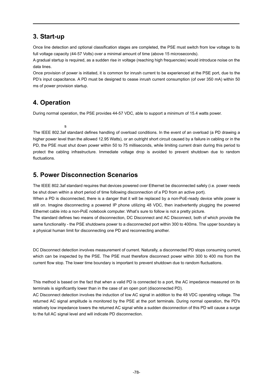 Start-up, Operation, Power disconnection scenarios | PLANET IAP-2000PE User Manual | Page 79 / 82