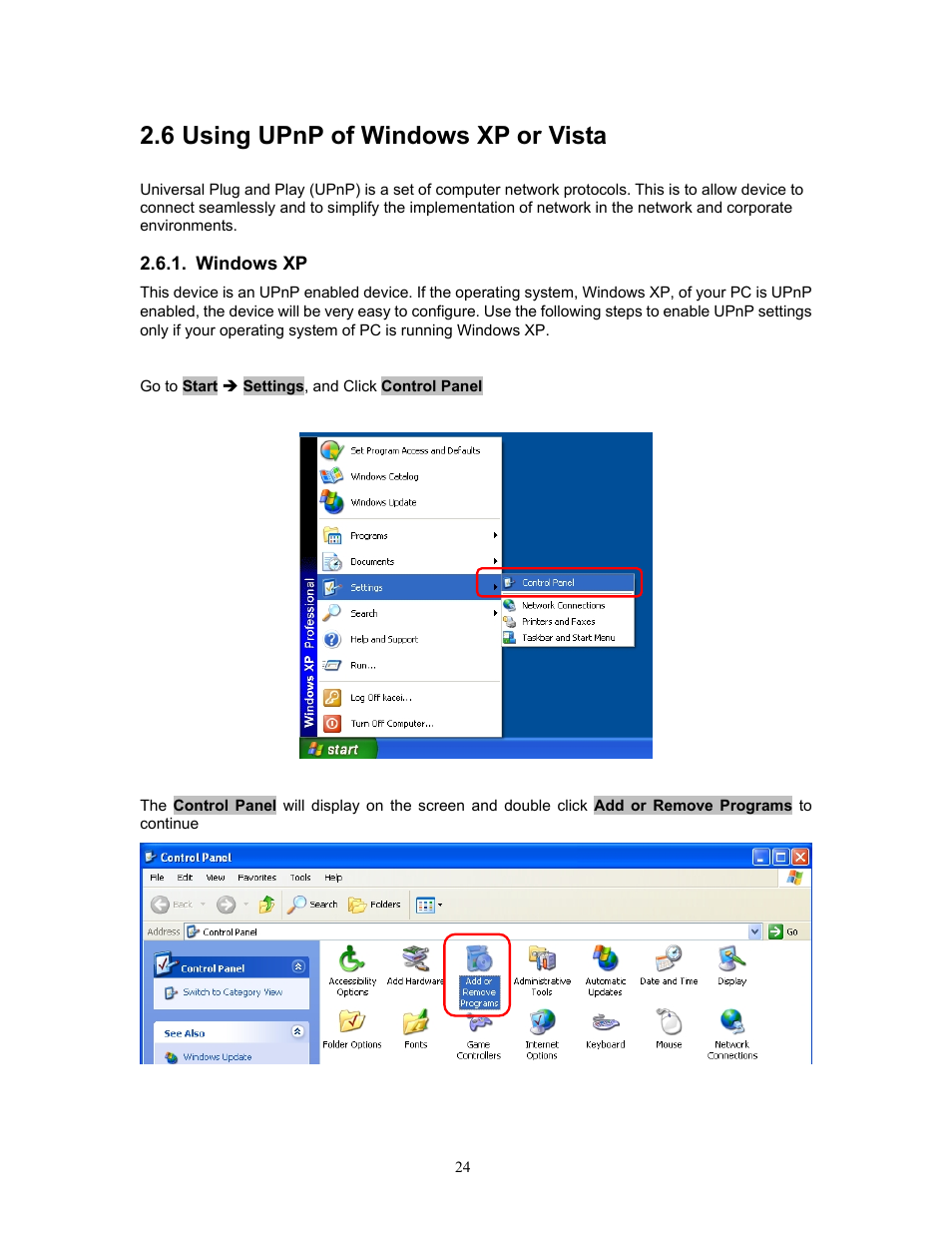 6 using upnp of windows xp or vista, Windows xp, Using upnp of windows xp or vista | PLANET ICA-HM220W User Manual | Page 25 / 88