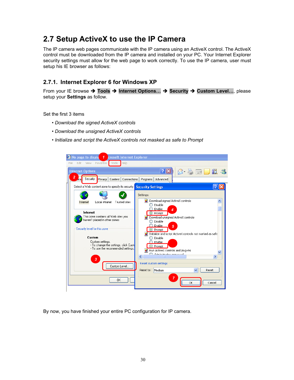 7 setup activex to use the ip camera, Internet explorer 6 for windows xp, Setup activex to use the ip camera | PLANET ICA-HM220W User Manual | Page 31 / 88