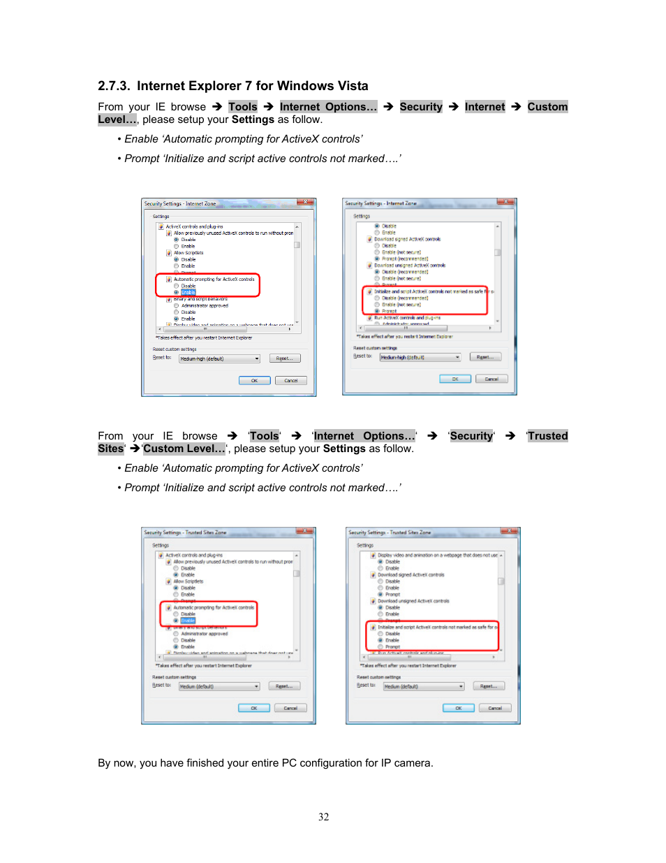 Internet explorer 7 for windows vista | PLANET ICA-HM220W User Manual | Page 33 / 88