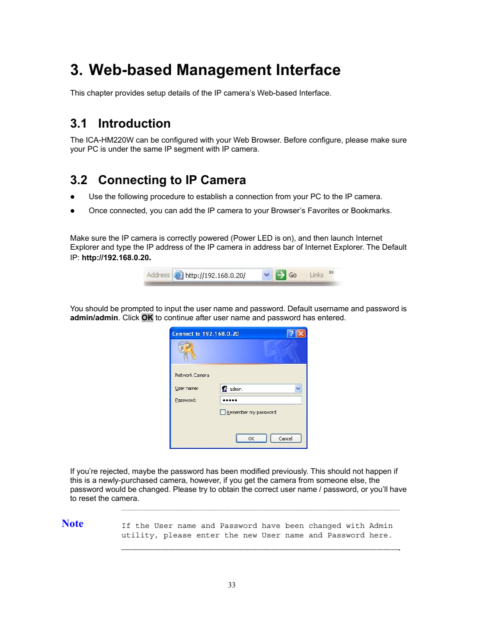 Web-based management interface, 1 introduction, 2 connecting to ip camera | Introduction, Connecting to ip camera | PLANET ICA-HM220W User Manual | Page 34 / 88