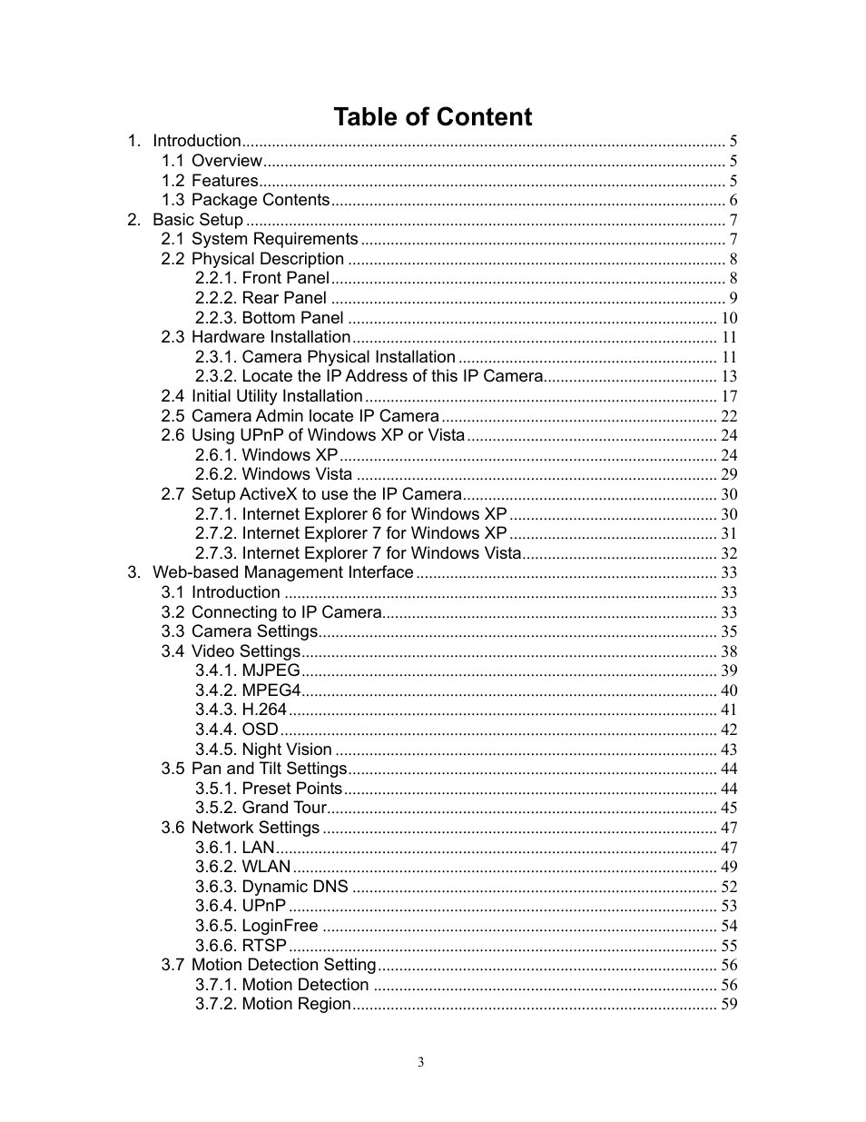 Table of content | PLANET ICA-HM220W User Manual | Page 4 / 88