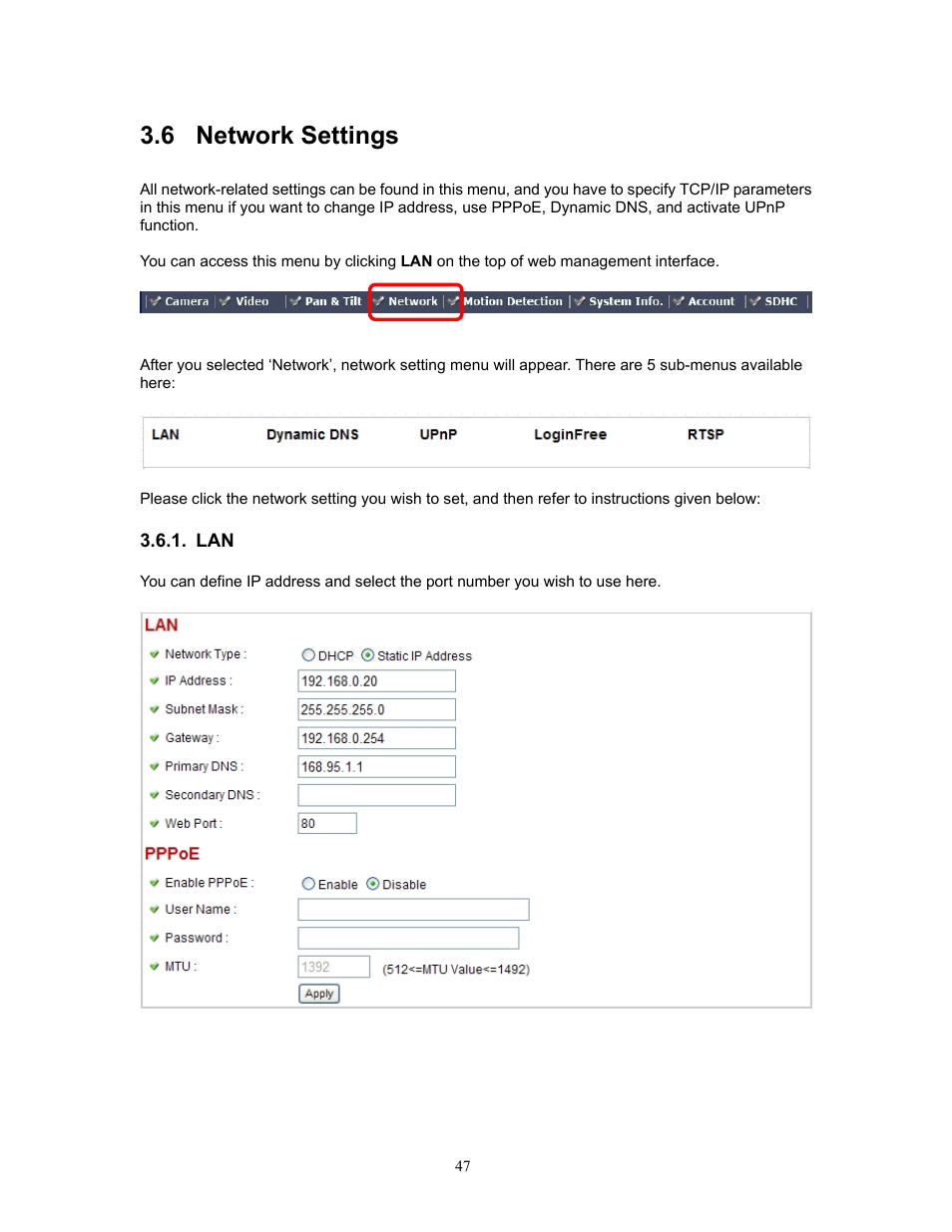 6 network settings, Network settings | PLANET ICA-HM220W User Manual | Page 48 / 88
