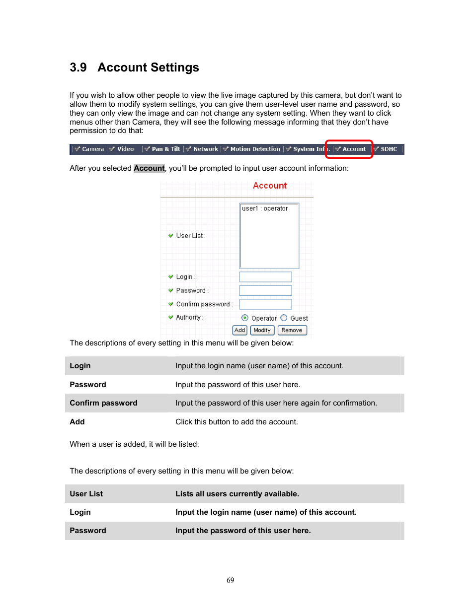 9 account settings, Account settings | PLANET ICA-HM220W User Manual | Page 70 / 88