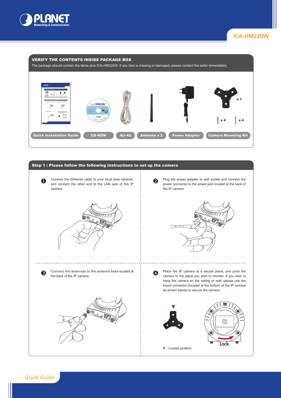 PLANET ICA-HM220W User Manual | 2 pages