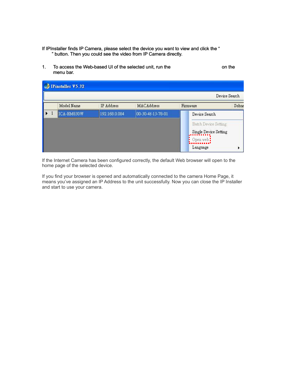 2 open the web-based ui of the select camera | PLANET ICA-HM830W User Manual | Page 16 / 81