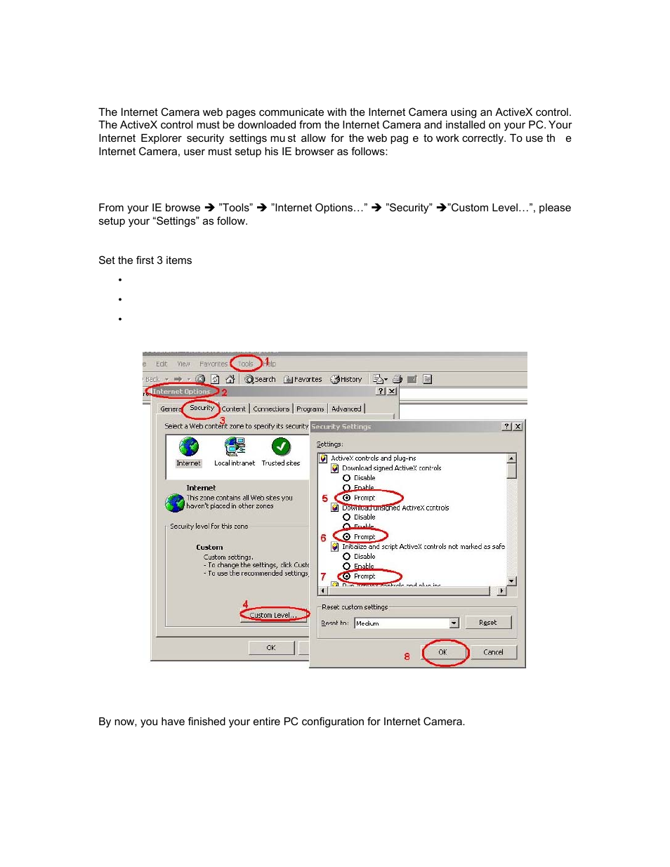 6 setup activex to use the internet camera, 1 internet explorer 6 for windows xp, Setup activex to use the internet camera | PLANET ICA-HM830W User Manual | Page 17 / 81