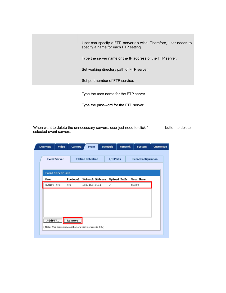 2 event server remove | PLANET ICA-HM830W User Manual | Page 40 / 81
