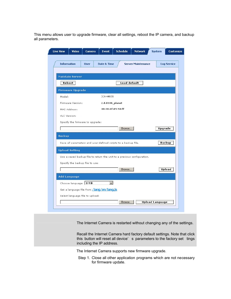 4 server maintenance | PLANET ICA-HM830W User Manual | Page 58 / 81