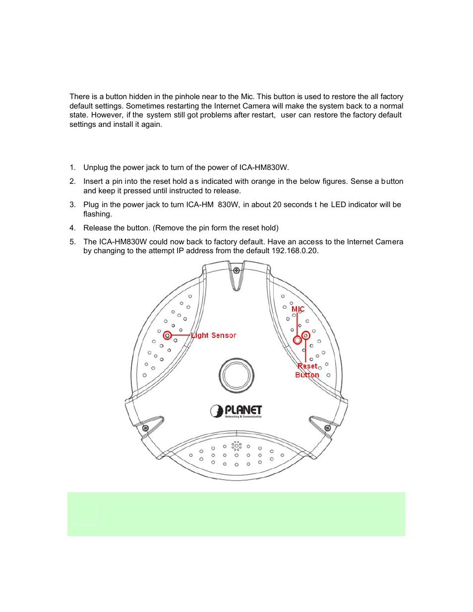 Appendix a: reset factory default settings | PLANET ICA-HM830W User Manual | Page 63 / 81