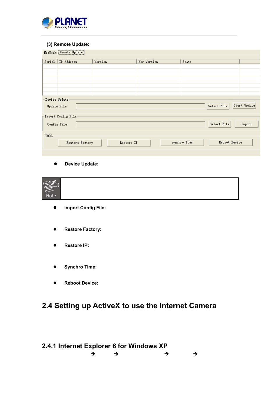 4 setting up activex to use the internet camera, 1 internet explorer 6 for windows xp | PLANET ICA-W7100 User Manual | Page 22 / 61