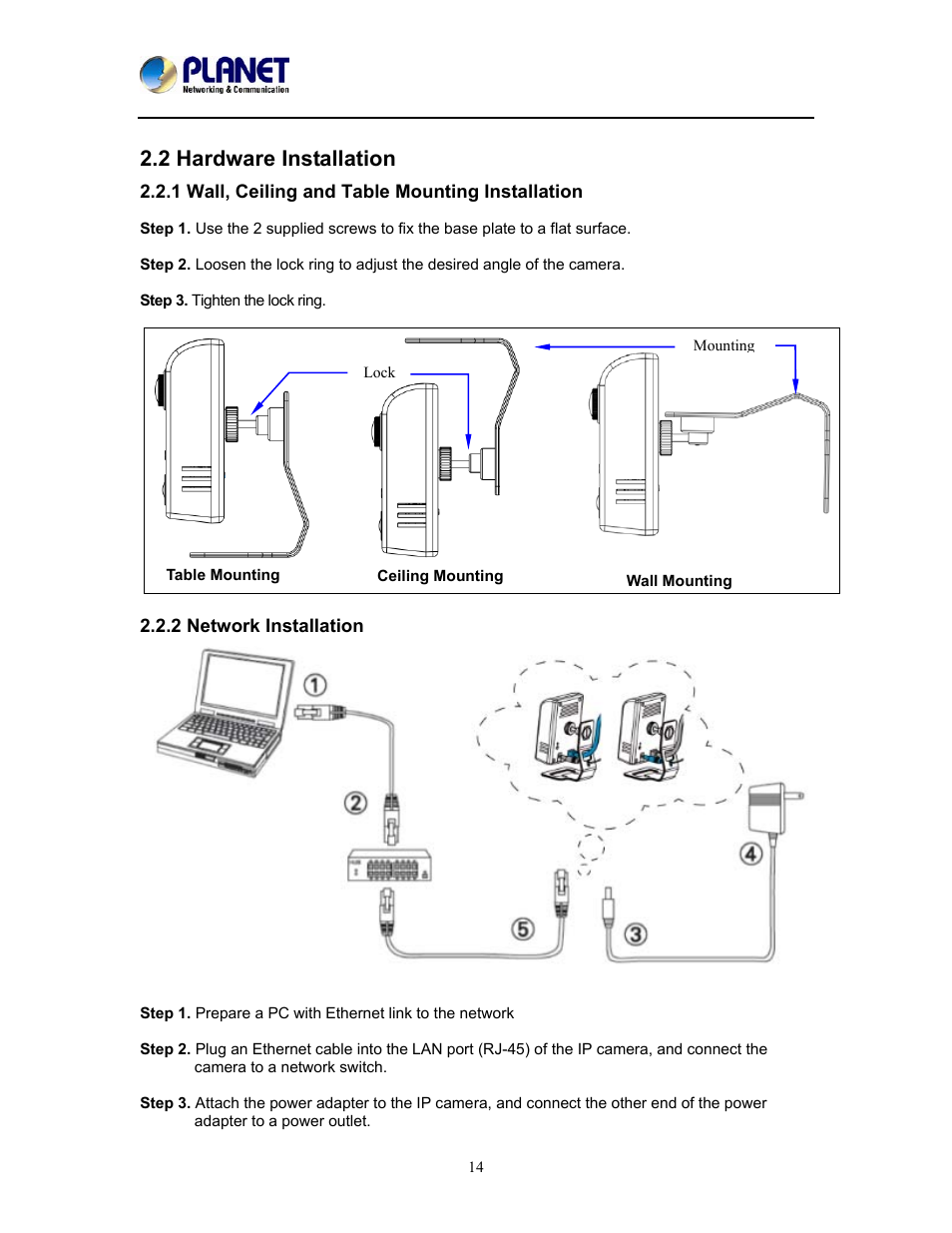 2 hardware installation | PLANET ICA-W8100 User Manual | Page 14 / 76