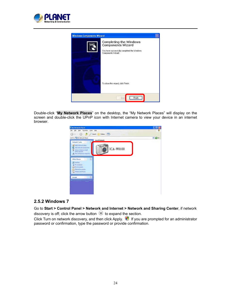 2 windows 7 | PLANET ICA-W8100 User Manual | Page 24 / 76