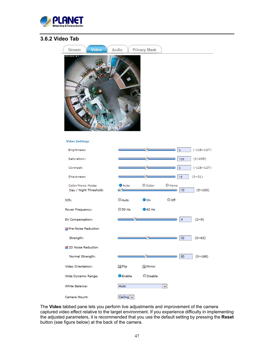 2 video tab | PLANET ICA-W8500 User Manual | Page 47 / 69