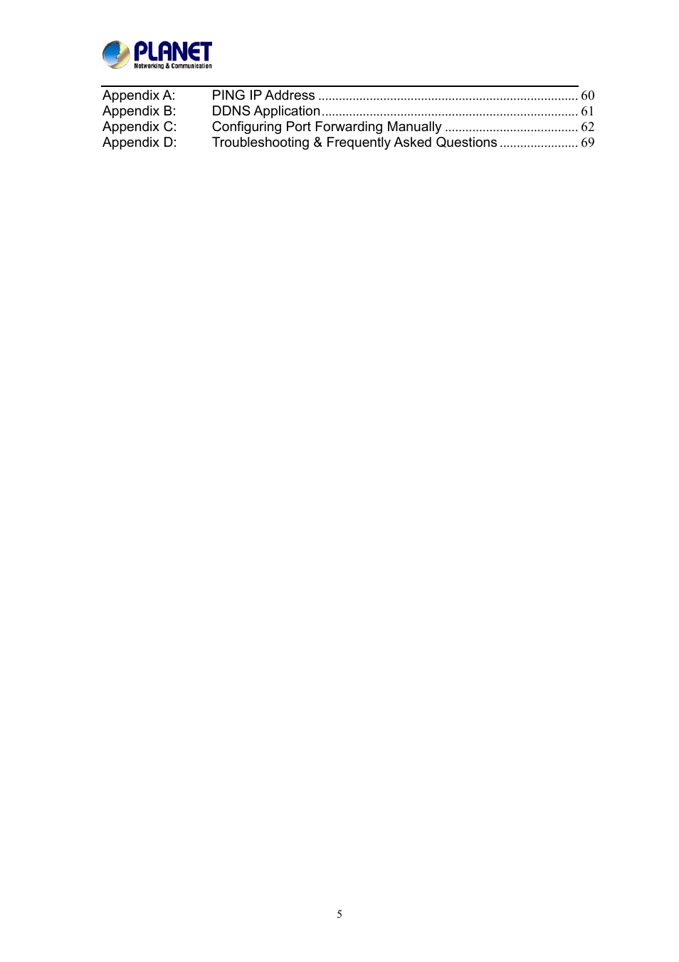 PLANET ICA-W8500 User Manual | Page 5 / 69