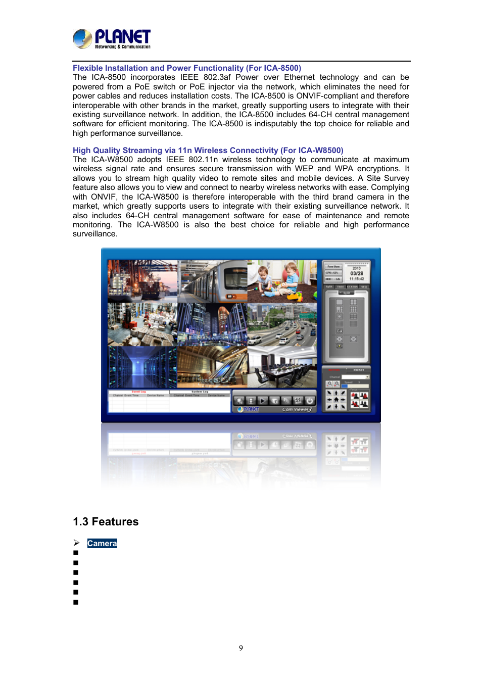 3 features | PLANET ICA-W8500 User Manual | Page 9 / 69