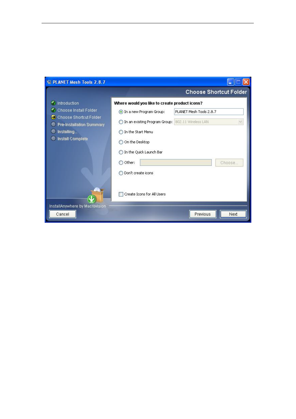 3 choose shortcut folder | PLANET MAP-3020 User Manual | Page 10 / 126