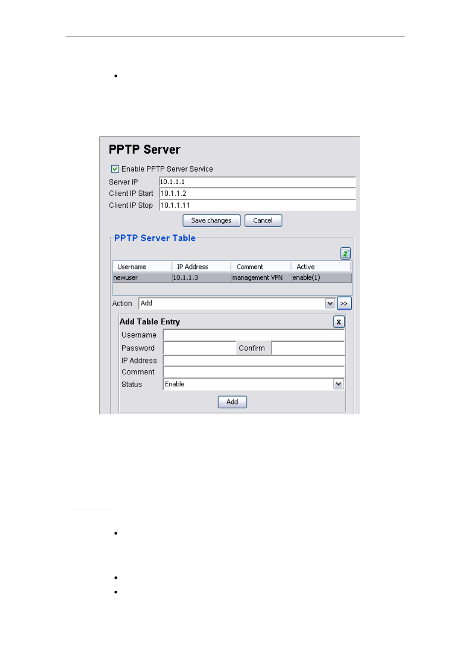5 services > pptp server (map-3100 only), Services > pptp server (map-3100 only), Map-3100 only) | PLANET MAP-3020 User Manual | Page 102 / 126