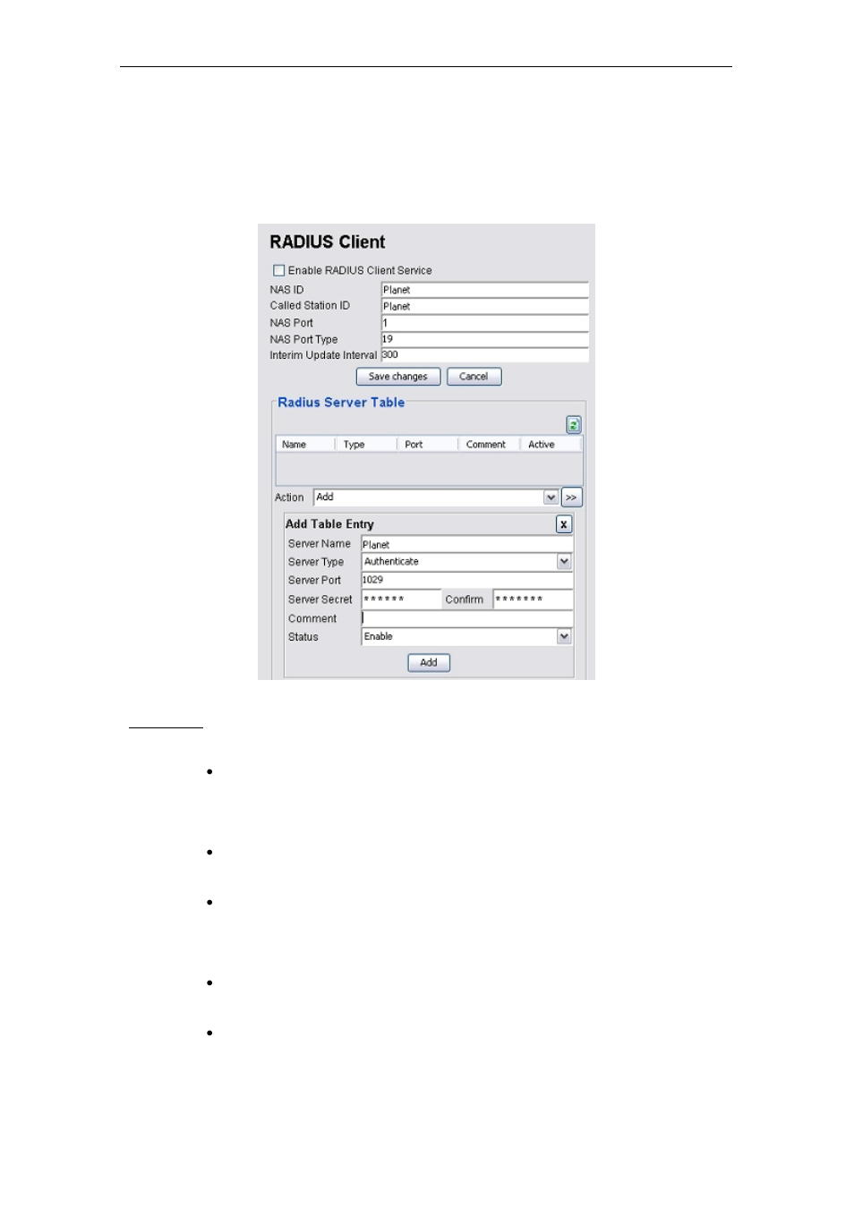 8 services > radius, Services > radius | PLANET MAP-3020 User Manual | Page 107 / 126