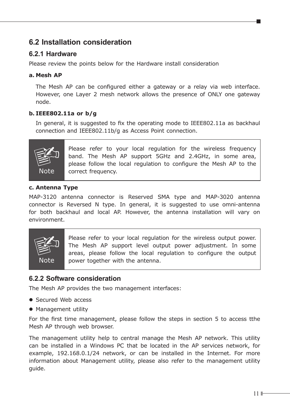 2 installation consideration | PLANET MAP-3020 User Manual | Page 11 / 12