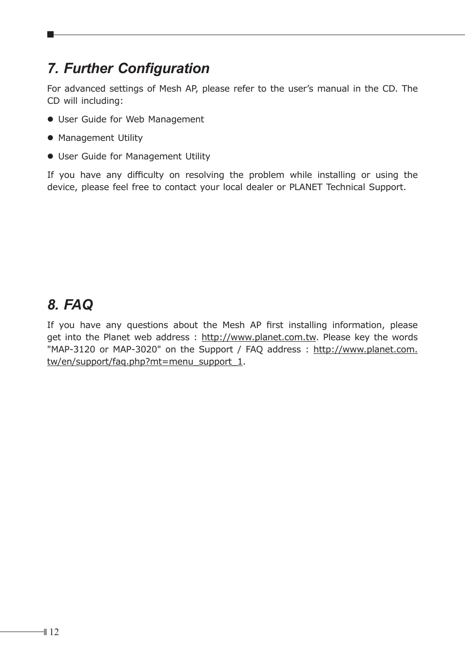 Further configuration | PLANET MAP-3020 User Manual | Page 12 / 12