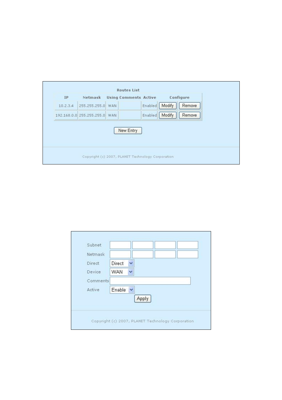 6 network > route, Network > route 37 | PLANET MAP-3100 User Manual | Page 37 / 102