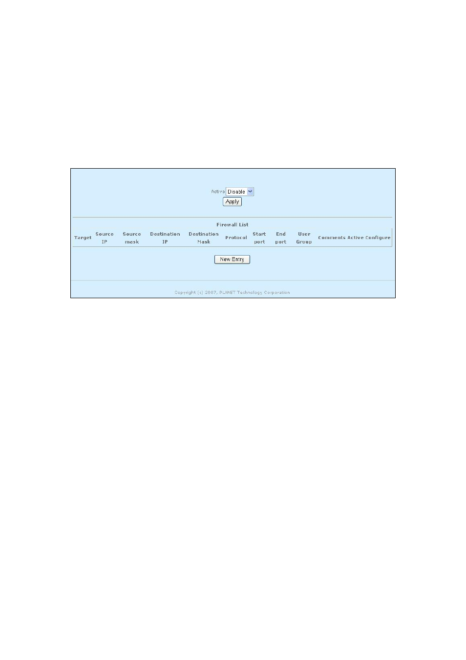 2 service > firewall (map-3100 only), Service > firewall (map-3100 only) 45, Service > firewall | PLANET MAP-3100 User Manual | Page 45 / 102