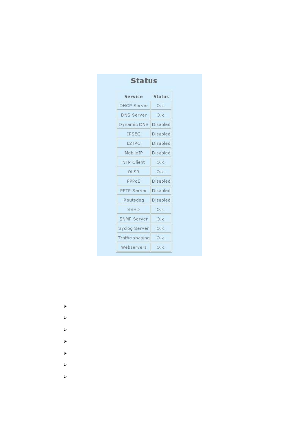 3 status > services, Status > services 90, Status > services | PLANET MAP-3100 User Manual | Page 90 / 102