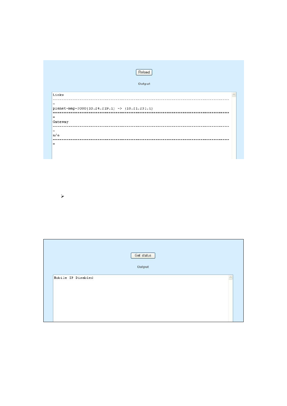 8 status > topology (map-3100 only), 9 status > mobile ip (map-3100 only), Status > topology (map-3100 only) 95 | Status > mobile ip (map-3100 only) 95 | PLANET MAP-3100 User Manual | Page 95 / 102