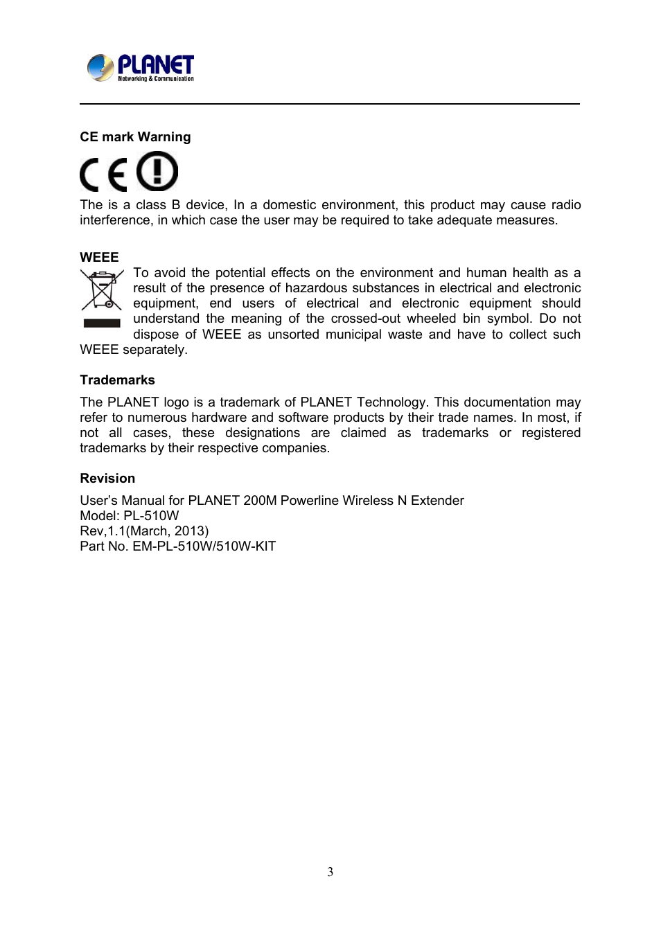 PLANET PL-510W User Manual | Page 3 / 47