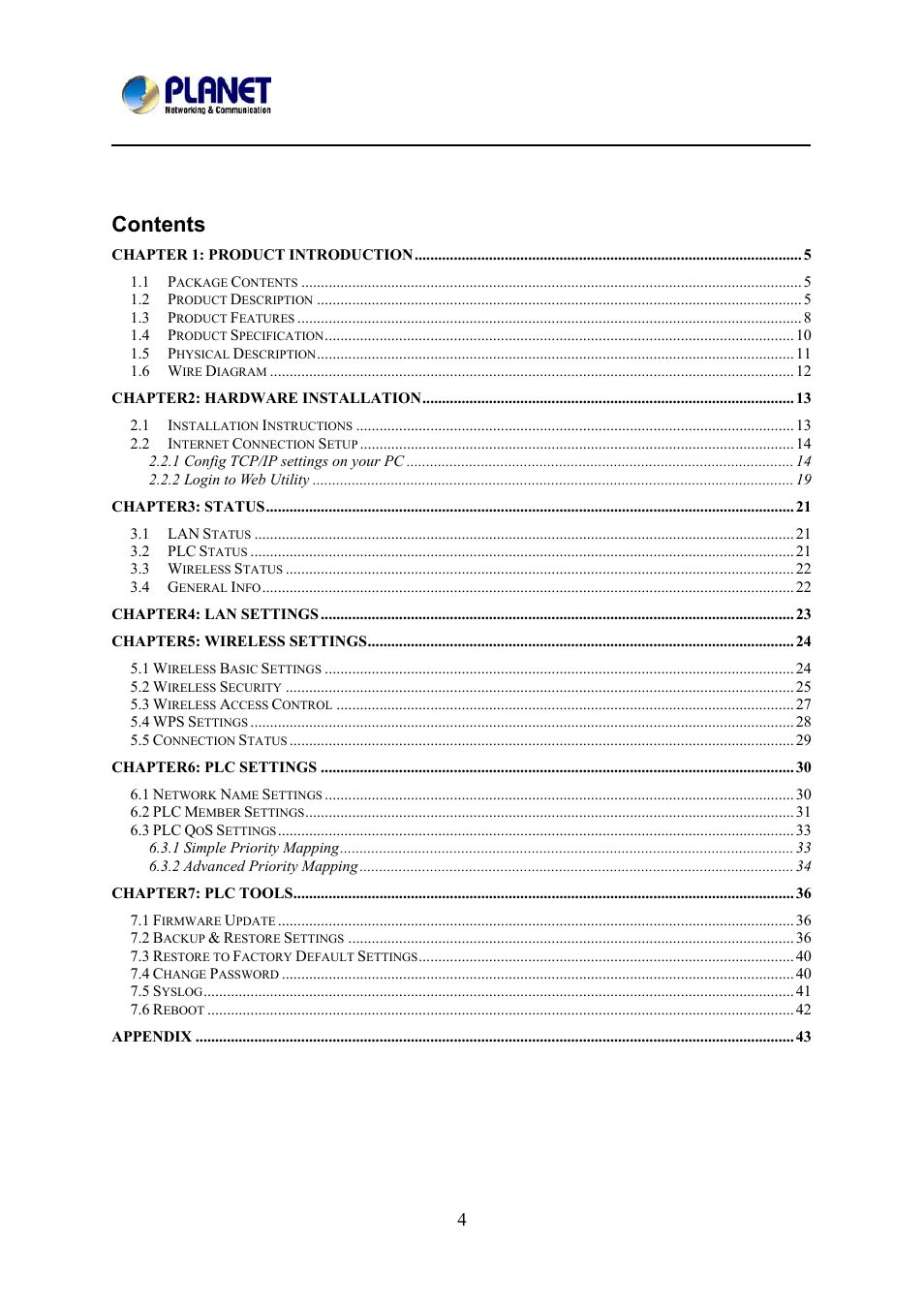PLANET PL-510W User Manual | Page 4 / 47