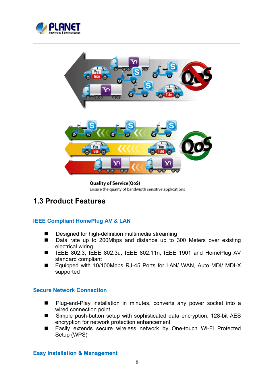 3 product features, Roduct, Eatures | PLANET PL-510W User Manual | Page 8 / 47