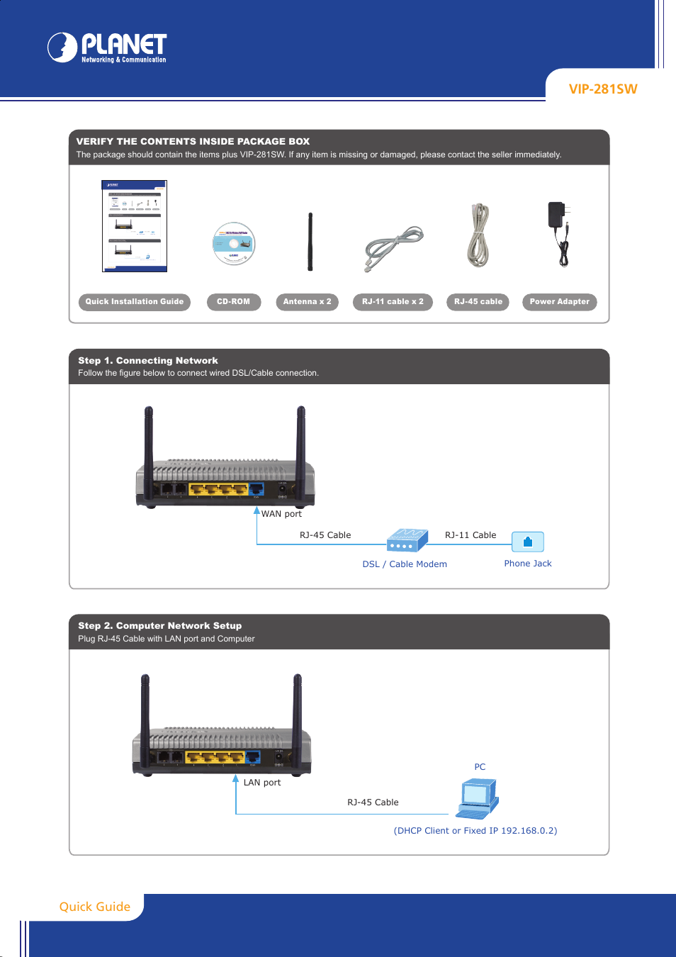 PLANET VIP-281SW User Manual | 2 pages