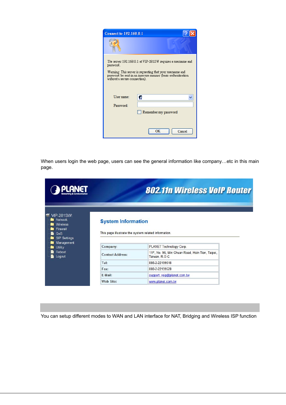 Network oprtation mode | PLANET VIP-281SW User Manual | Page 14 / 80
