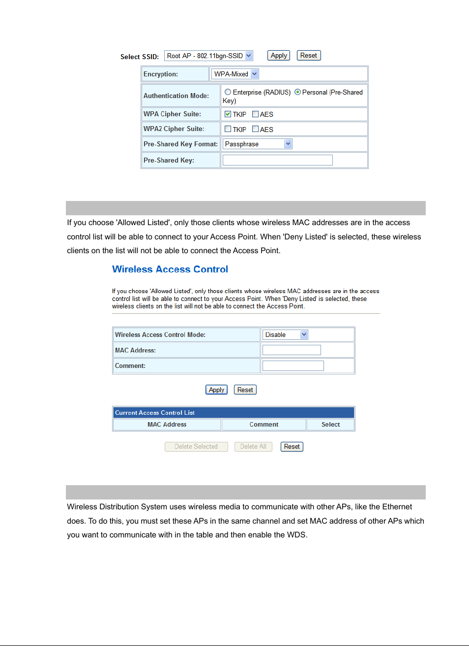 Access control, Wds settings | PLANET VIP-281SW User Manual | Page 30 / 80