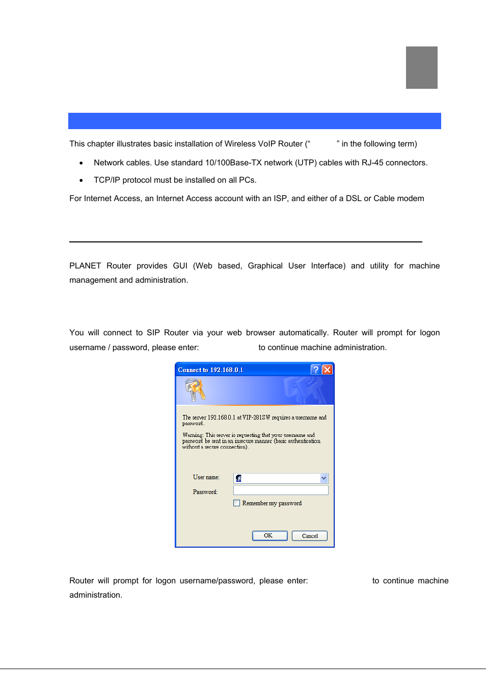 Chapter 2 preparations & installation, Physical installation requirement | PLANET VIP-281SW User Manual | Page 9 / 80