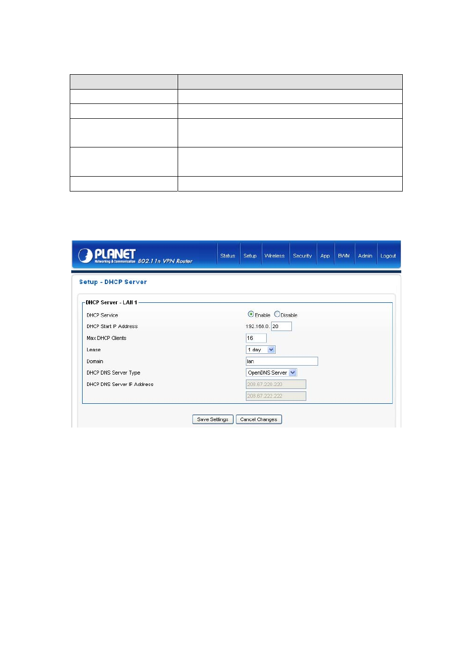 5 dhcp server, 6 ddns, Dhcp server | Ddns, 5dhcp server, 6ddns | PLANET VRT-420N User Manual | Page 24 / 71