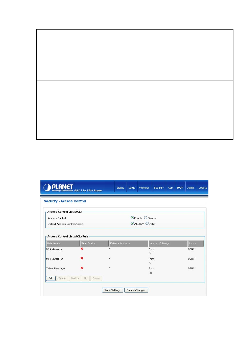 2 access control, Ccess, Ontrol | PLANET VRT-420N User Manual | Page 34 / 71