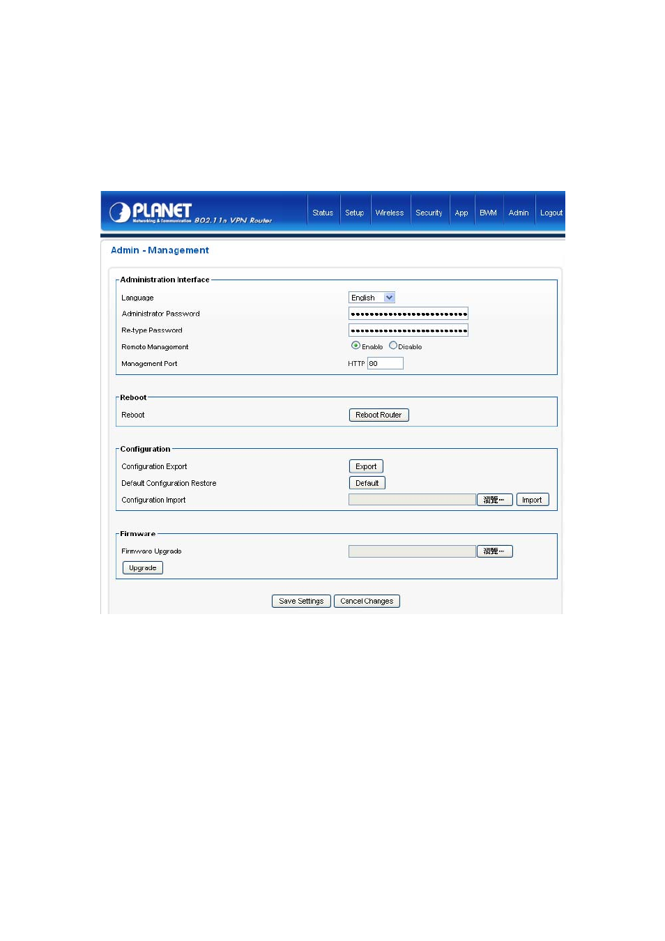 Chapter 7 administrator, 1 management, Anagement | PLANET VRT-420N User Manual | Page 56 / 71