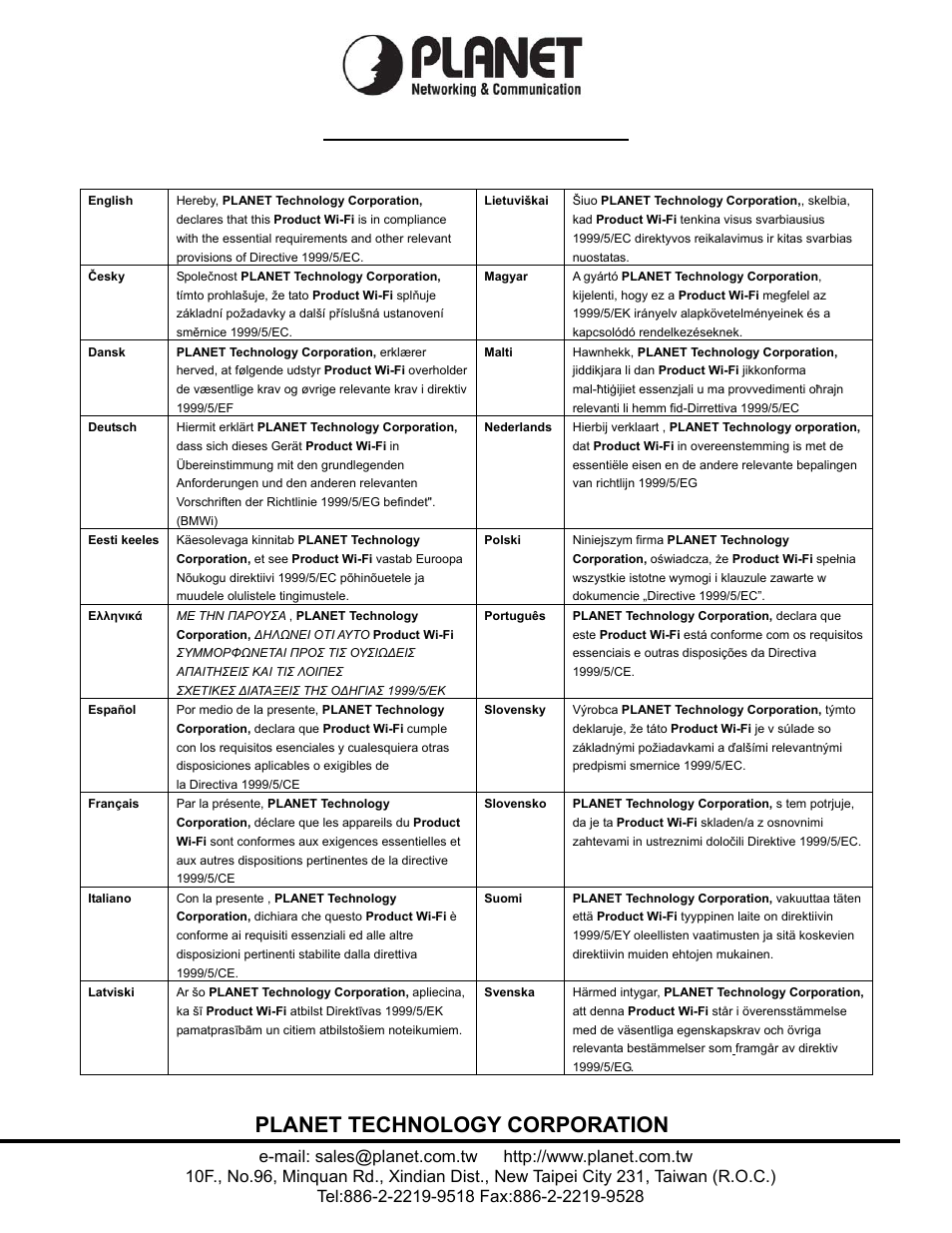 PLANET VRT-420N User Manual | Page 71 / 71