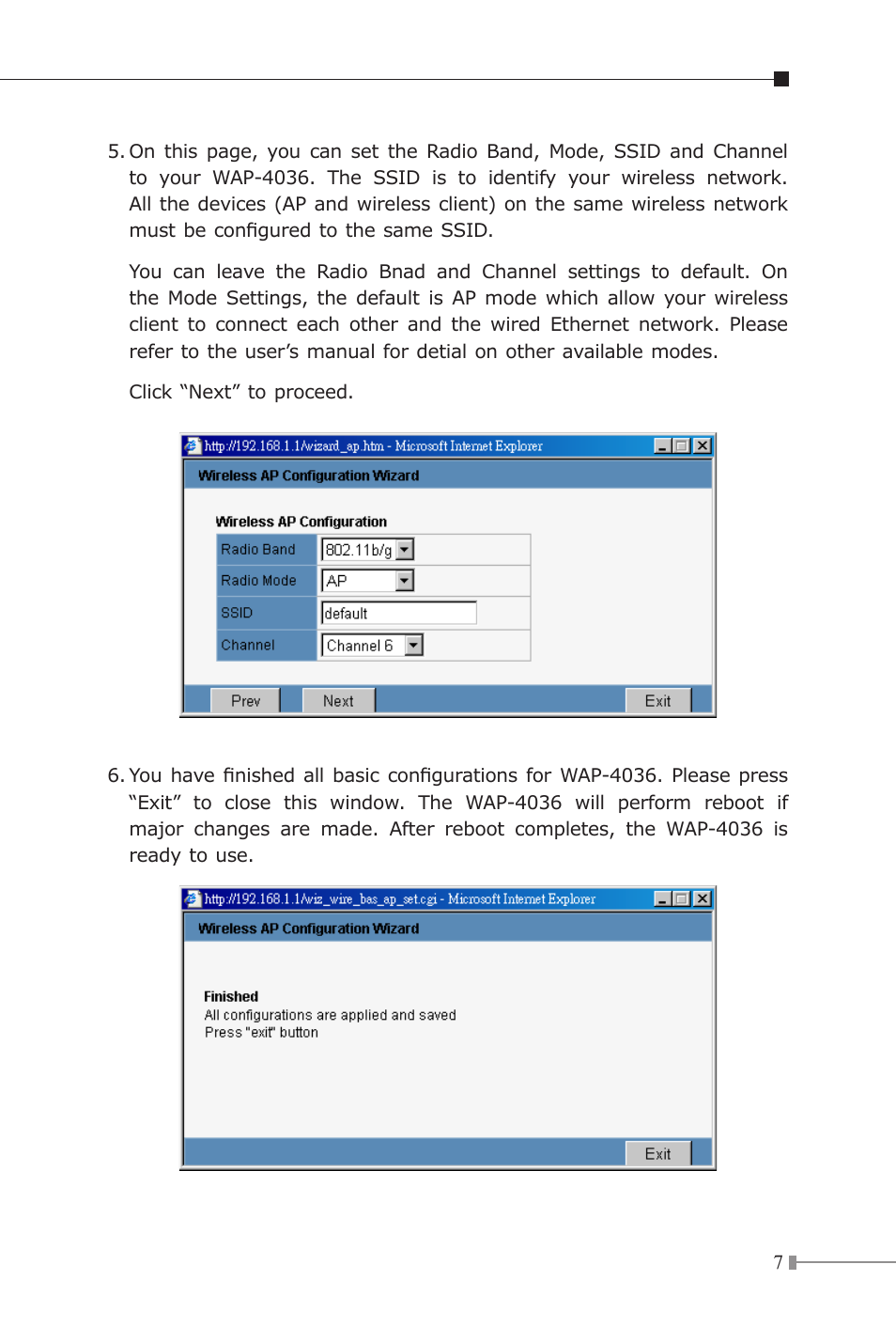 PLANET WAP-4036 User Manual | Page 7 / 8